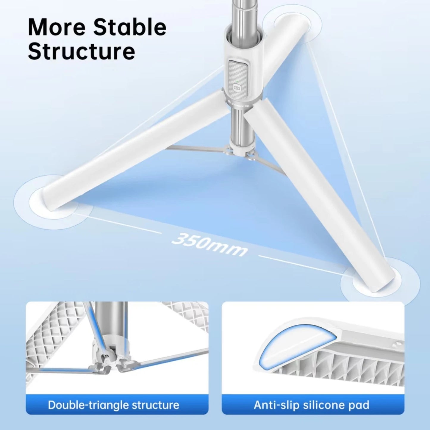 Wireless Bluetooth remote shutter included with selfie stick tripod for hands-free photo capture