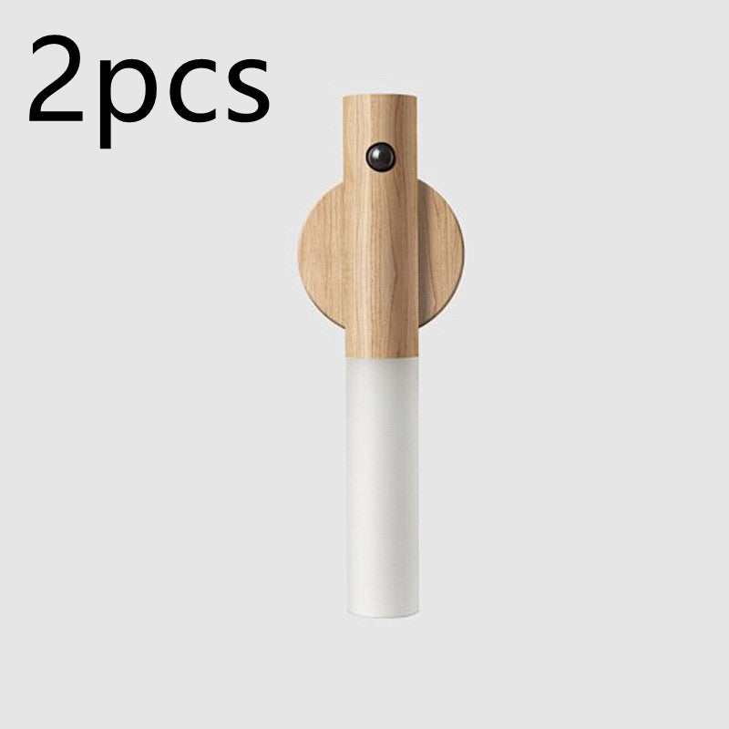 Auto LED USB Magnetic Wooden Wireless Night Light with PIR Motion Sensor Perfect for Corridors, Porches, Cabinets & Walls