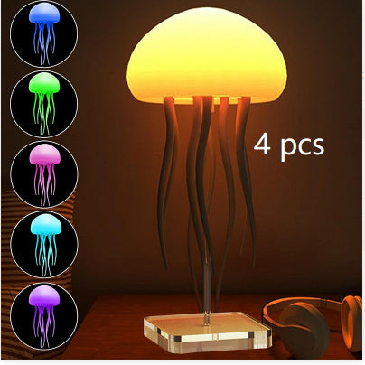 A soft glowing jellyfish lamp that gently moves like the sea, creating a peaceful and relaxing atmosphere perfect for your bedside or desk.