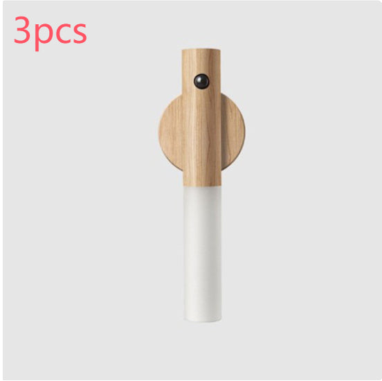 Auto LED USB Magnetic Wooden Wireless Night Light with PIR Motion Sensor Perfect for Corridors, Porches, Cabinets & Walls
