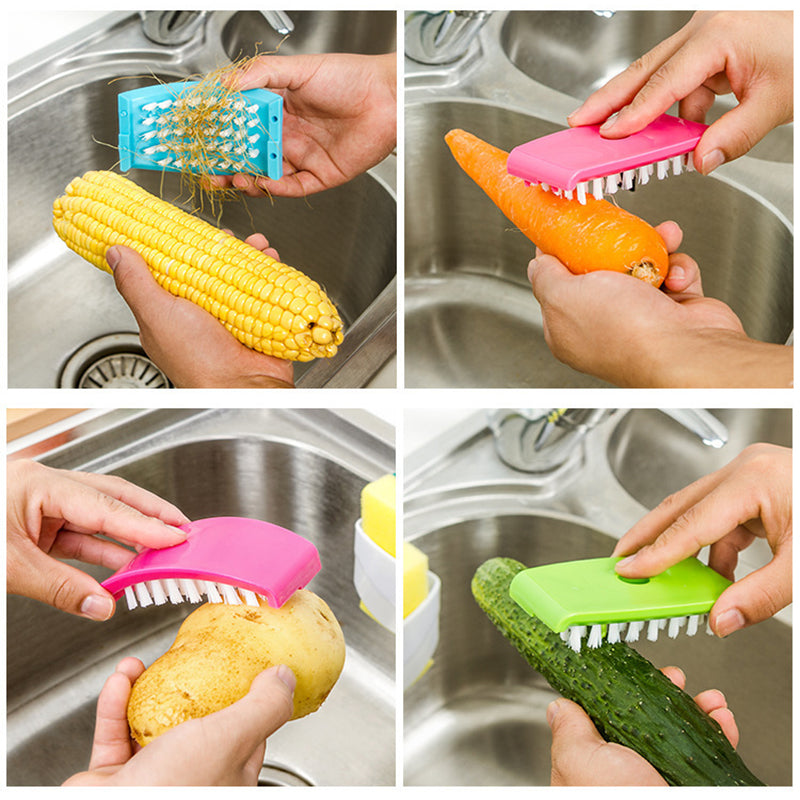 A creative kitchen cleaning brush with suction cup, perfect for washing knives, forks, chopsticks, fruits, and vegetables easily.