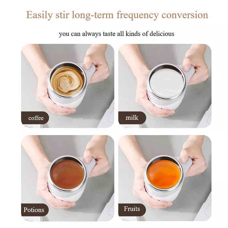 Rechargeable Self-Stirring Mug Premium Electric Mixing Cup for Coffee, Milkshakes & Drinks | Smart Magnetic Rotation Technology