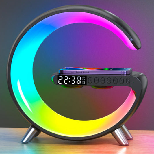 New Intelligent G-Shaped LED Lamp with Bluetooth Speaker & Wireless Charger  App Controlled Atmosphere Light for Bedroom & Home Decor