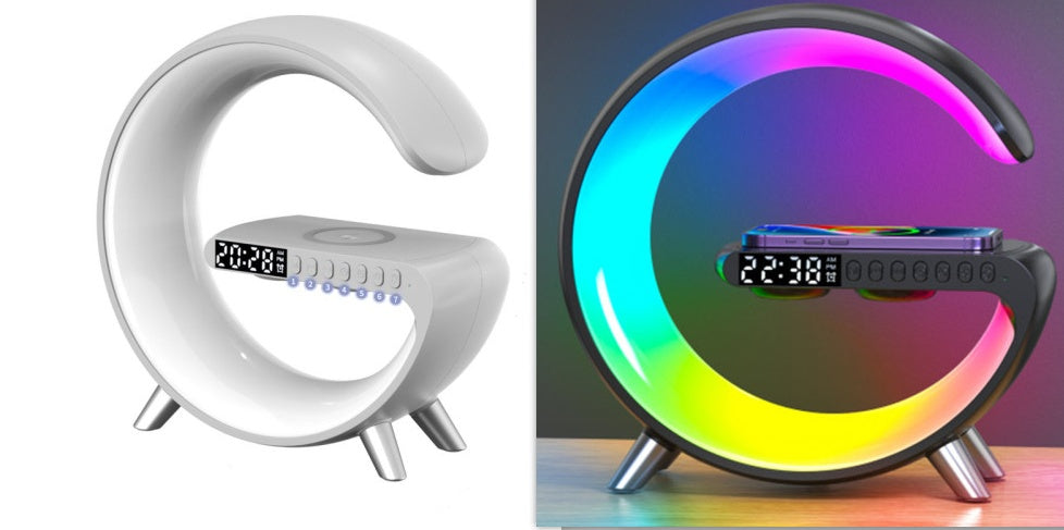 New Intelligent G-Shaped LED Lamp with Bluetooth Speaker & Wireless Charger  App Controlled Atmosphere Light for Bedroom & Home Decor