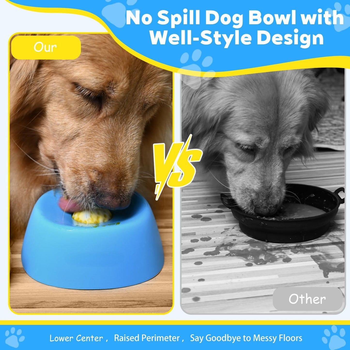 Non-Slip Slow Feeder Dog Bowl | Lick Bowl for Bone Broth, Yogurt & Liquid Treats | All Breeds