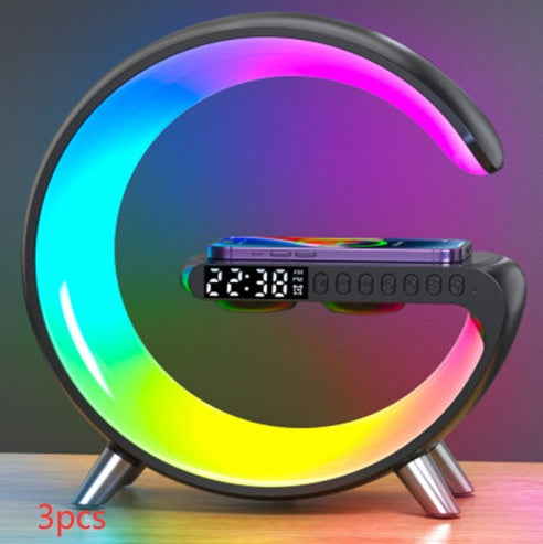 New Intelligent G-Shaped LED Lamp with Bluetooth Speaker & Wireless Charger  App Controlled Atmosphere Light for Bedroom & Home Decor