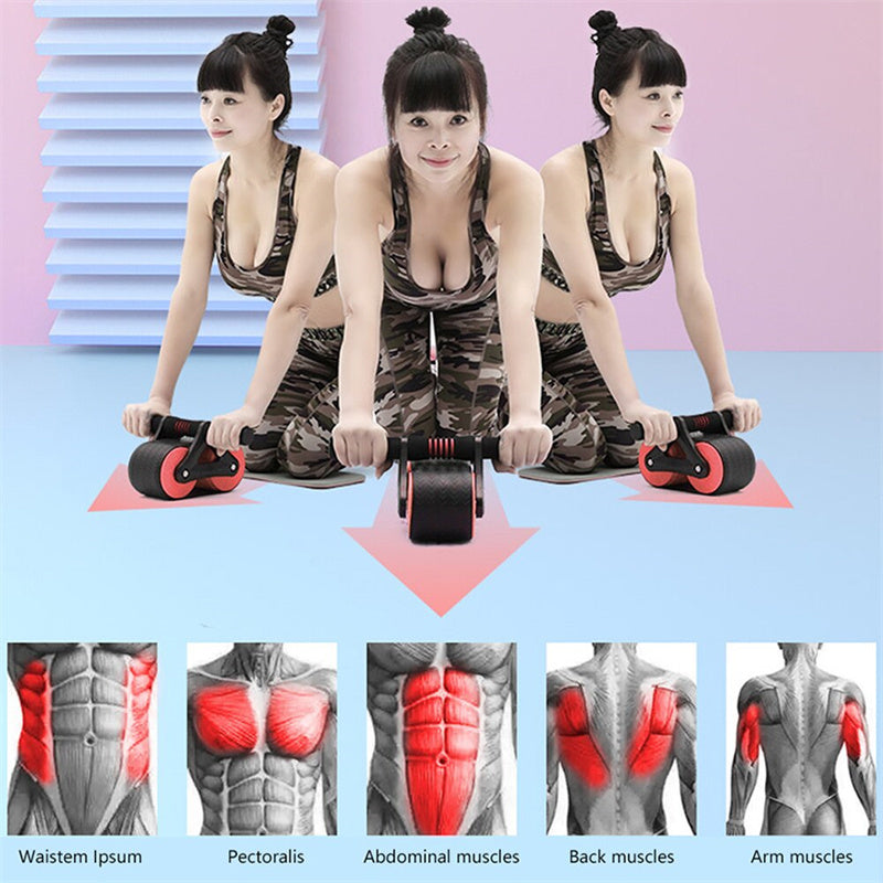 Auto-Rebound Ab Wheel Roller Double Wheel Core Trainer for Men & Women, Perfect for Home Fitness
