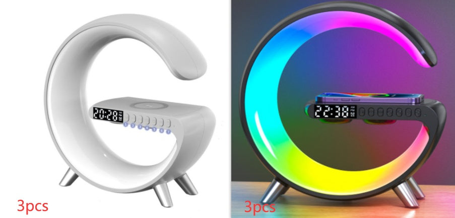 New Intelligent G-Shaped LED Lamp with Bluetooth Speaker & Wireless Charger  App Controlled Atmosphere Light for Bedroom & Home Decor