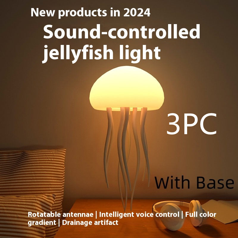A soft glowing jellyfish lamp that gently moves like the sea, creating a peaceful and relaxing atmosphere perfect for your bedside or desk.