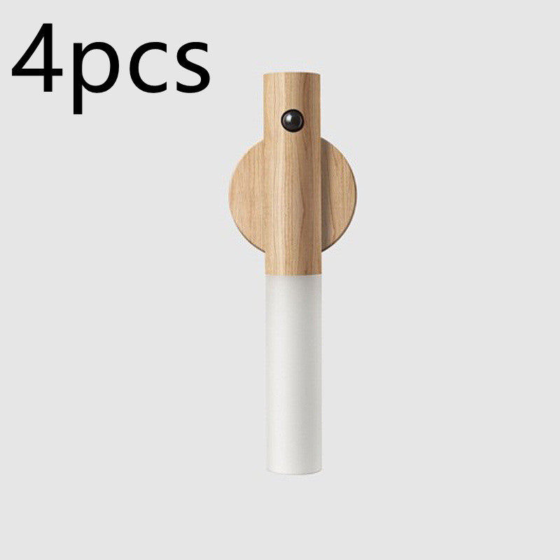 Auto LED USB Magnetic Wooden Wireless Night Light with PIR Motion Sensor Perfect for Corridors, Porches, Cabinets & Walls