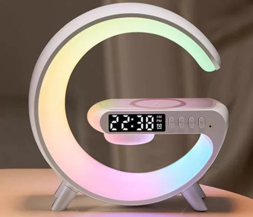 New Intelligent G-Shaped LED Lamp with Bluetooth Speaker & Wireless Charger  App Controlled Atmosphere Light for Bedroom & Home Decor