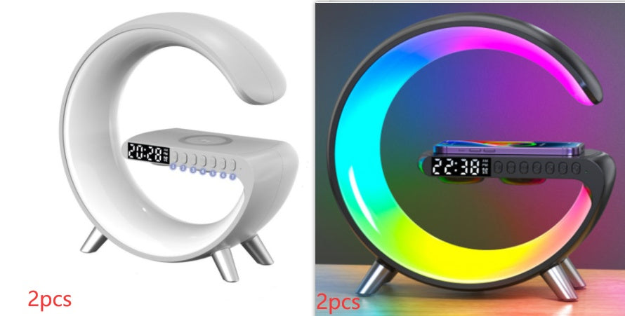 New Intelligent G-Shaped LED Lamp with Bluetooth Speaker & Wireless Charger  App Controlled Atmosphere Light for Bedroom & Home Decor